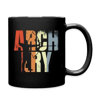 Bogenschießen Retro Look - Tasse einfarbig - Schwarz - Rechts