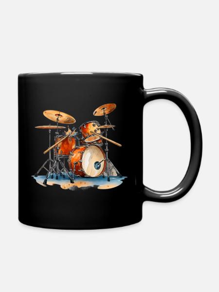 Batterie en aquarelle Instruments de musique - Mug uni - noir