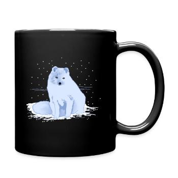 Arctic fox in the snow - Full Colour Mug - black - Right