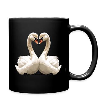 Schwanenherz Silhouette - Tasse einfarbig - Schwarz - Rechts