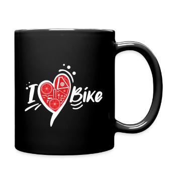 Red Bike Heart Metallteile - Tasse einfarbig - Schwarz - Rechts