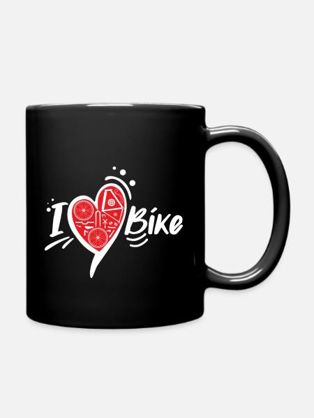 Cœur Vélo Rouge Pièces Métalliques - Mug uni - noir