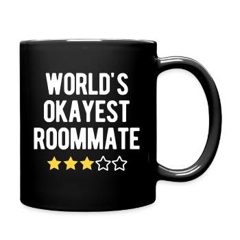 World’s Okayest Roommate 3 Star Humor - Full Colour Mug - black - Right
