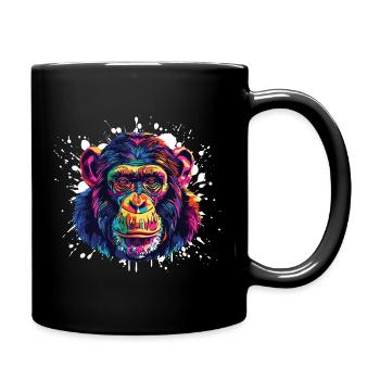 Monkey Portrait Splash - Full Colour Mug - black - Right