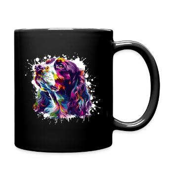 Hund Hundeporträt - Tasse einfarbig - Schwarz - Rechts