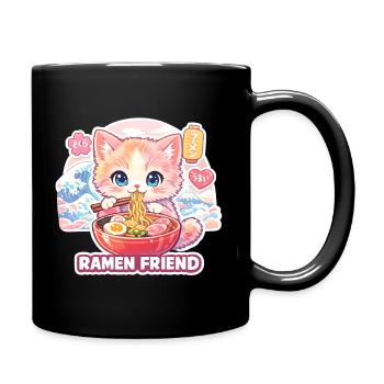 Katze Ramen Freund Pastell - Tasse einfarbig - Schwarz - Rechts