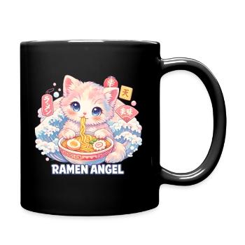 Japan Cat Ramen Noodle Retro Wave Motif - Full Colour Mug - black - Right