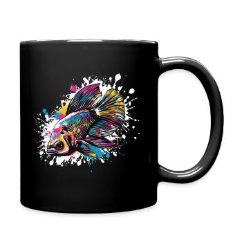 Poissons rouges colorés - Mug uni - noir - Droite