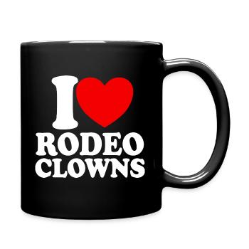 I Love Rodeo Clowns, Red Heart Rodeo Clowns - Full Colour Mug - black - Right