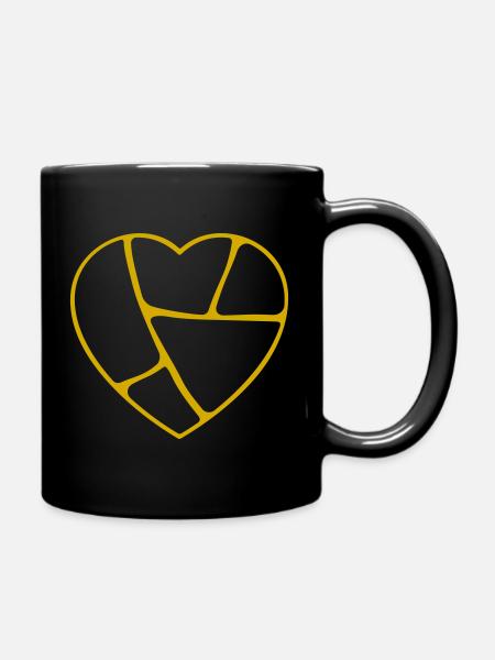 Kintsugi-Herz (hohl) - Tasse einfarbig - Schwarz