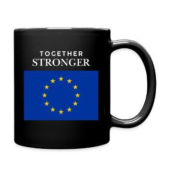 Zusammen stärker EU Flagge - Tasse einfarbig - Schwarz - Rechts
