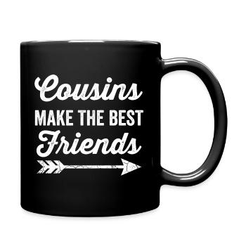 Cousins Make The Best Friends Distressed Quote - Full Colour Mug - black - Right