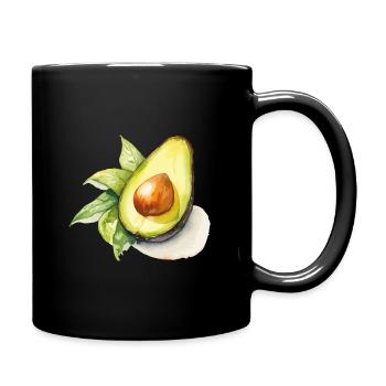 Watercolor Avocado Illustration - Full Colour Mug - black - Right