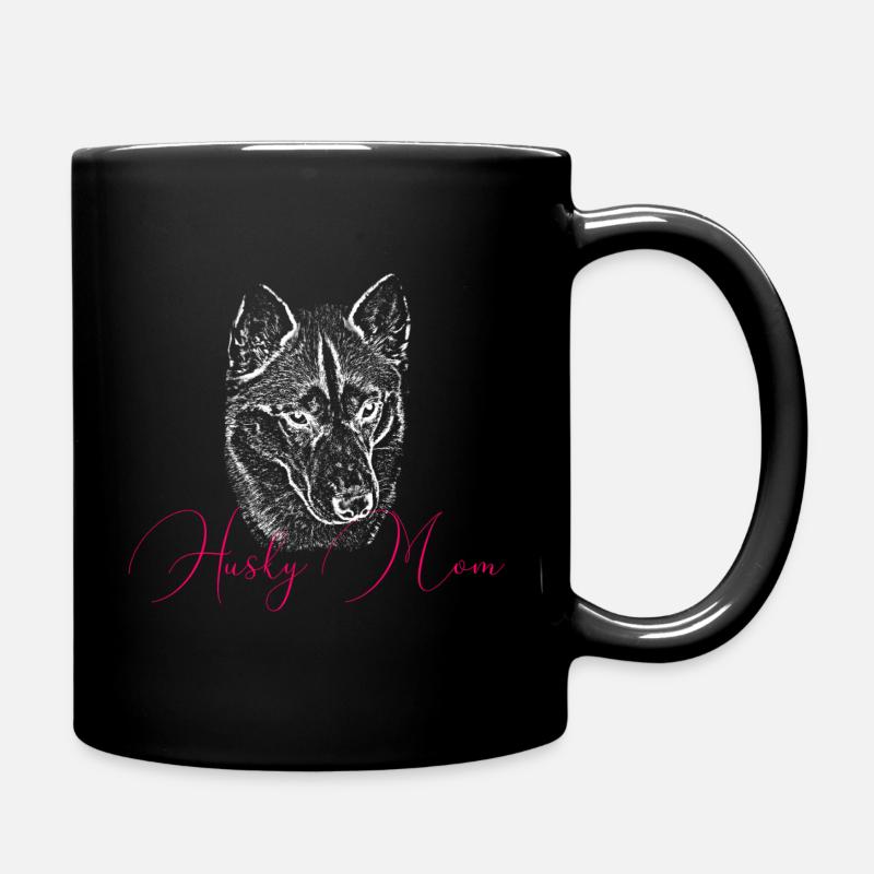 Husky Mom Kunstdruck - Tasse einfarbig - Schwarz