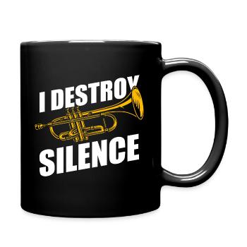 I destroy silence trumpet player - Full Colour Mug - black - Right