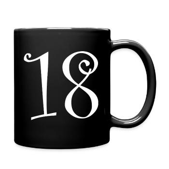 18. 18 YEARS OLD. 18th ANNIVERSARY. 18 BIRTHDAY. - Full Colour Mug - black - Right