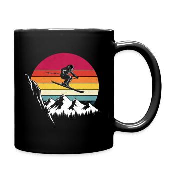 Retro Bergsprung Snowboard Vintage alpine skiing  - Tasse einfarbig - Schwarz - Rechts