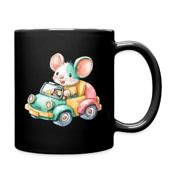 Souris colorée dans une voiture jouet - Mug uni - noir - Droite