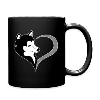 Heart Husky Silhouette - Full Colour Mug - black - Right
