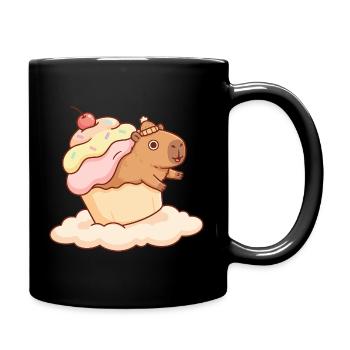 Capybara cupcake on cloud sweet motif - Full Colour Mug - black - Right