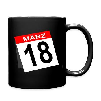 18. Geburtstag März Geschenk Kalender - Tasse einfarbig - Schwarz - Rechts