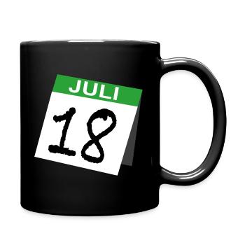 18. Geburtstag Kalender Juli Achtzehn - Tasse einfarbig - Schwarz - Rechts