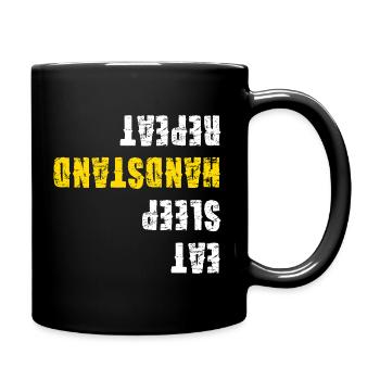 Mange, Dors, Équilibre Mains, Gymnastique répétée - Mug uni - noir - Droite