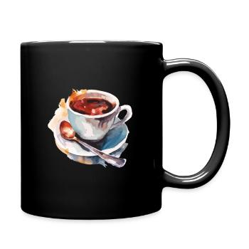 Aquarelle tasse de café aquarelle - Mug uni - noir - Droite