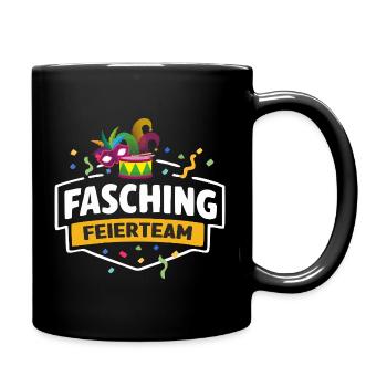 Fasching Feierteam Masken & Trommel - Tasse einfarbig - Schwarz - Rechts