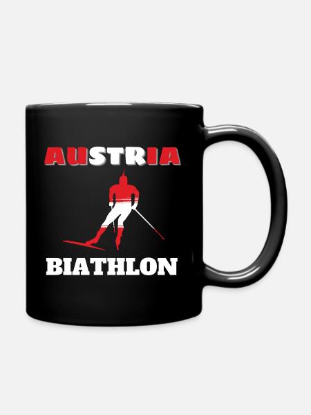 Biathlete Silhouette Red White Austria - Full Colour Mug - black