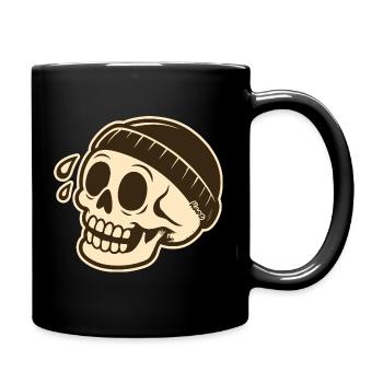 Skull skull with cap design - Full Colour Mug - black - Right