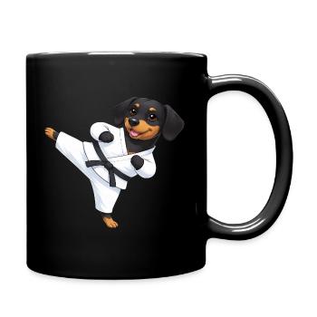Süßer Rottweiler Dackel Karate Cartoon Kampfsport - Tasse einfarbig - Schwarz - Rechts