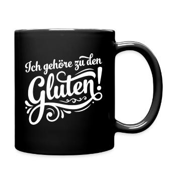 Ich gehöre zu den Gluten – Lustiges Wortspiel - Tasse einfarbig - Schwarz - Rechts