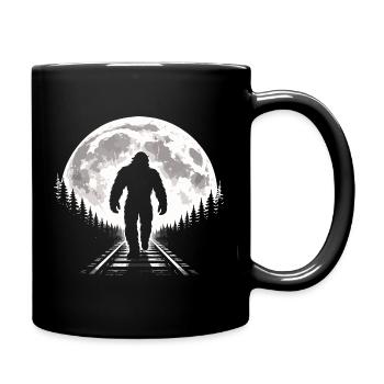 Bigfoot on railroad tracks - Full Colour Mug - black - Right