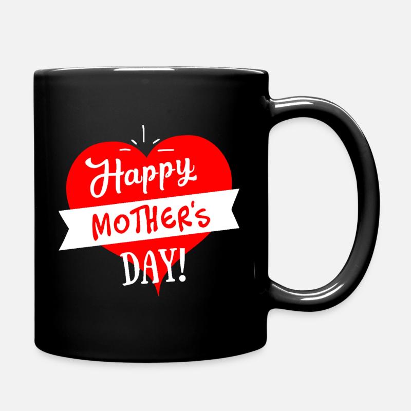 Joyeuse fête des mères Cœur - Blanc Rouge - Mug uni - noir