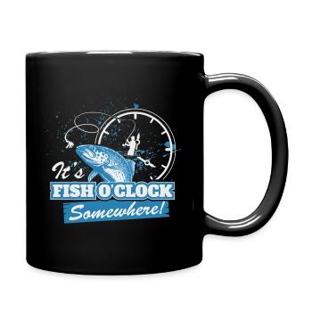 Funny Fishing Saying - Hooked on Fishing Humor - Full Colour Mug - black - Right