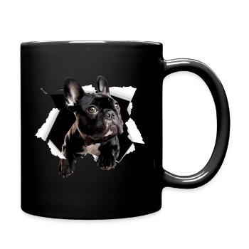  Französische Bulldogge Durchbruch Lustiger - Tasse einfarbig - Schwarz - Rechts