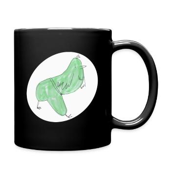 Minimalist Abstract Green Bird - Full Colour Mug - black - Right
