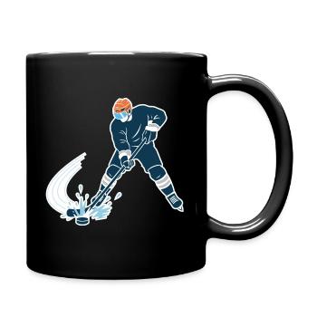Joueur de hockey sur glace avec un éclaboussure d’œuf - Mug uni - noir - Droite
