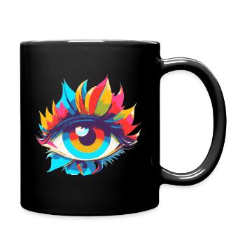 Bunter Augenzauber Pop Art - Tasse einfarbig - Schwarz - Rechts