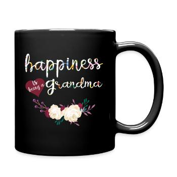 Le bonheur, c’est être la chemise fleurie de grand-mère - Mug uni - noir - Droite