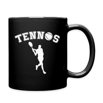 Tennis Silhouette with Ball - Retro Font - Full Colour Mug - black - Right