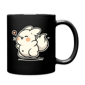 Kawaii Happy Bunny Sticker - Full Colour Mug - black - Right