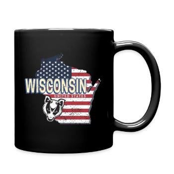 Wisconsin Vereinigte Staaten Retro Landkarte - Tasse einfarbig - Schwarz - Rechts