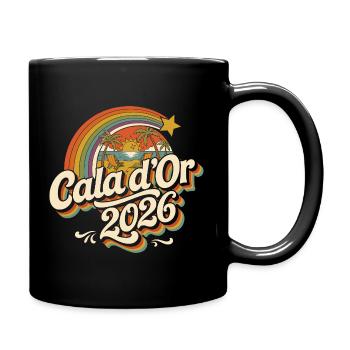 Calador 2026 Strand-Retro Sonnenuntergang - Tasse einfarbig - Schwarz - Rechts