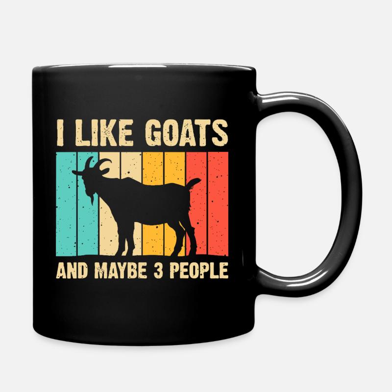 Goat Silhouette on Rainbow Planks - Full Colour Mug - black