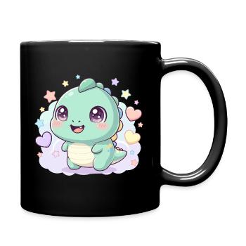 Dino Kawaii pastel avec étoile - Mug uni - noir - Droite