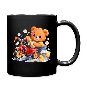 Kids Shirt Bear Cleaning Tricycle Spring Cleaning - Full Colour Mug - black - Right