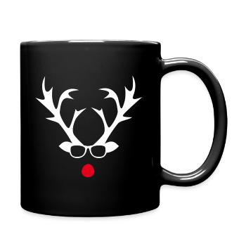 Rudolph mit Brille Silhouetten-Design - Tasse einfarbig - Schwarz - Rechts