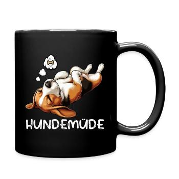 Hundemüde Beagle Beaglebesitzer Beaglehalter - Tasse einfarbig - Schwarz - Rechts
